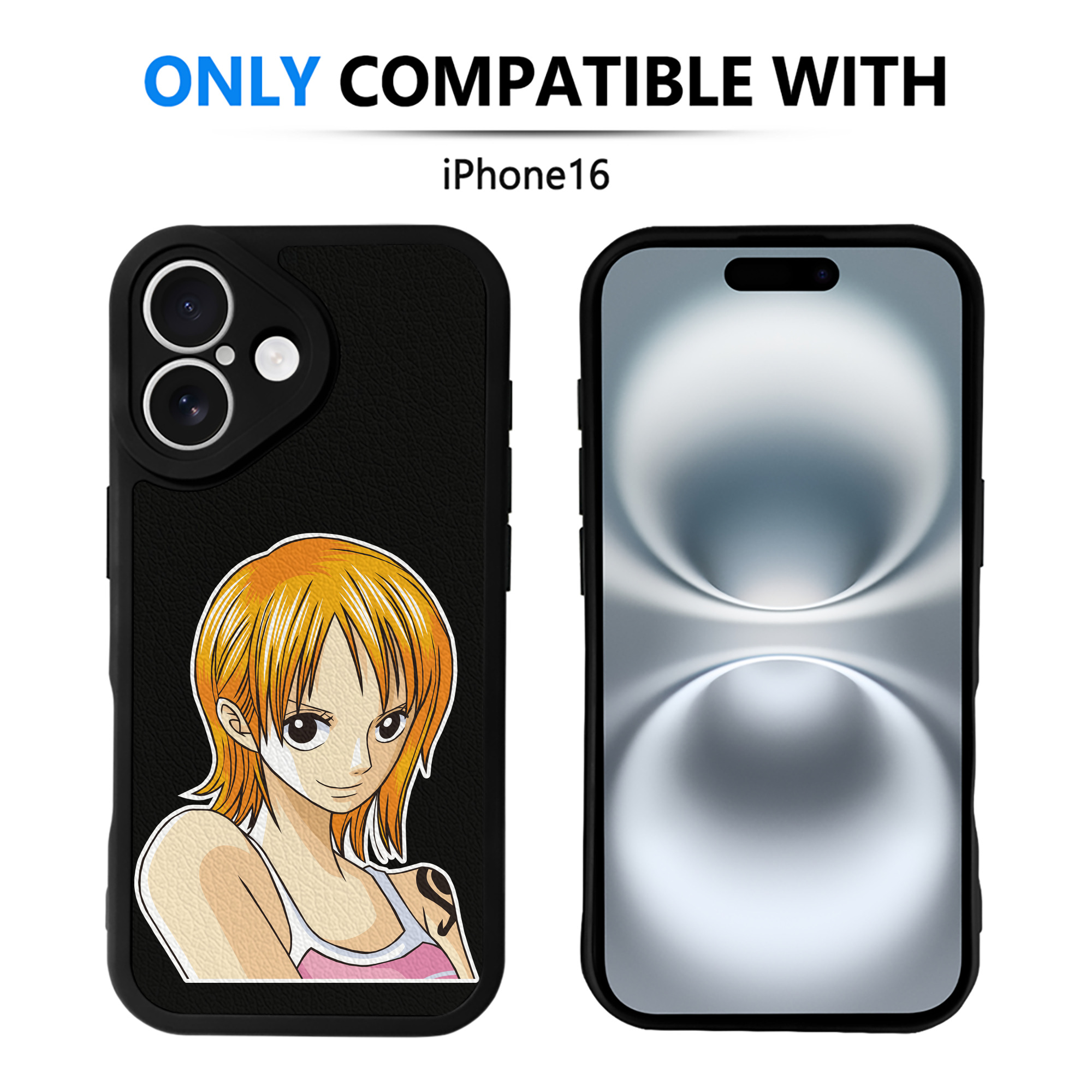 （画像用） ワンピース ナミ ONE PIECE Nami 【iPhone 16シリーズ対応】シリコンスマホケース（レザー調） 材質：シリコン